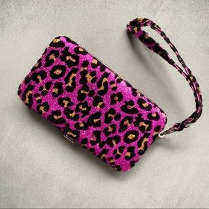 Debit card glitter leopard print wristlet wallet